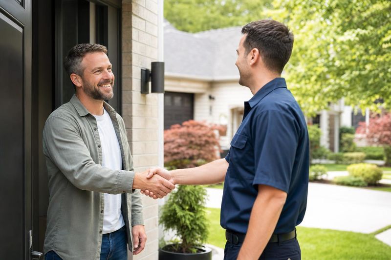 Happy GTA homeowner with a Queensway technician